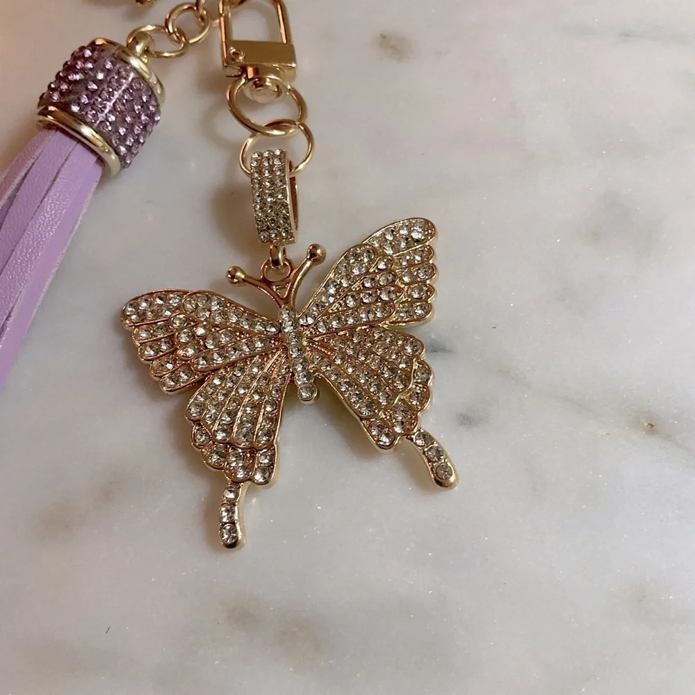 Bedazzled Butterfly Detachable Keychain